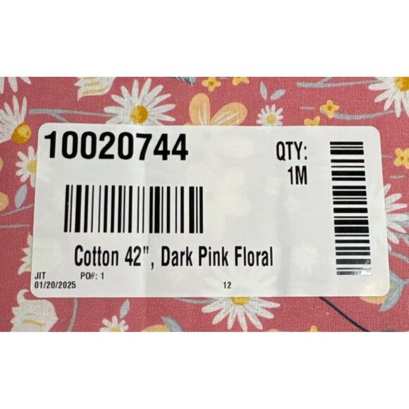 Pink Coral Floral Fabric Cotton Fabric 42" 1 Yard Daisy Yellow Blue - Picture 2 of 5